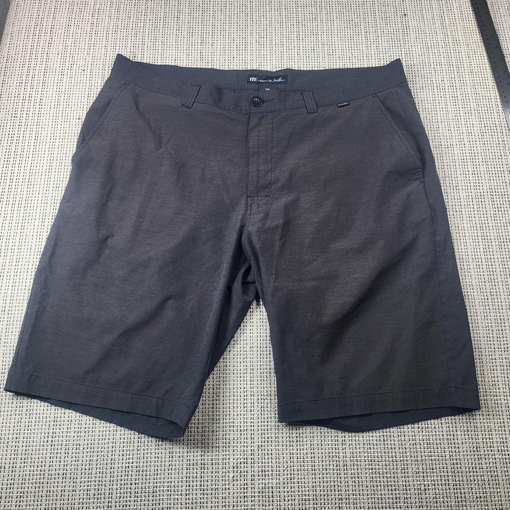 Travis Mathew Shorts Mens 38 Gray Striped Chino‎ Stretch 11 Inseam Casual Summer
